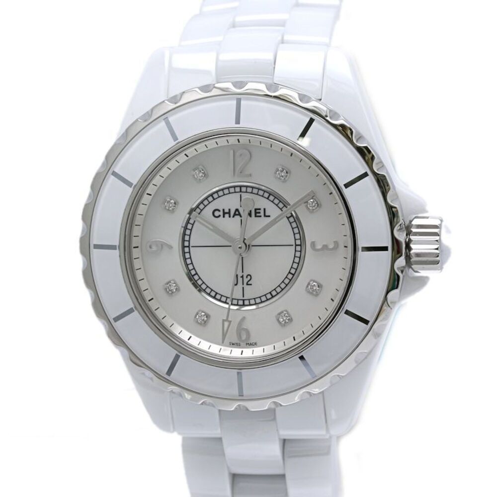 CHANEL J12 33mm 8P Diamond H2422 Women's Watch White Ceramic x Stainless Stee...